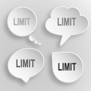Limit. White flat vector buttons on gray background.