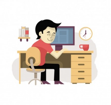 Freelancer at His Workplace